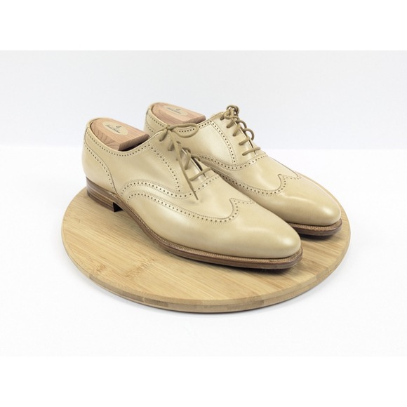 Peal Co Dress Shoes Mens 10 D Brooks Brothers Oxford Beige Wingtip Classic - Picture 11 of 15